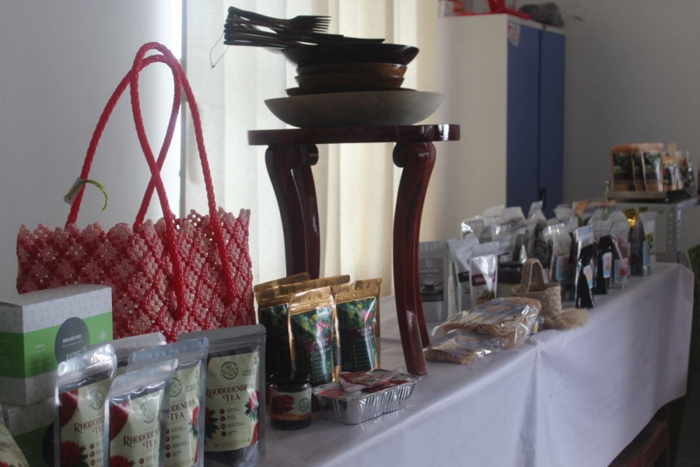 Products seen being displayed during the commencement of the two-day Vendor Development Programme (VDP) at Ayigha Hall in the NPF Sub-Divisional Office complex at Alahuto Colony, Zunheboto Town on May 21.